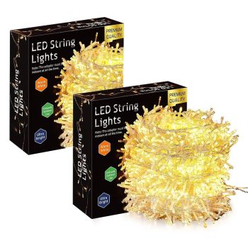 CDP Gesto Warm White Led Serial String Lights – Waterproof Copper Wire Yellow Fairy Lights for Home Decoration,Christmas, Deepawali & Diwali Decoration Lights for Balcony Outdoor (19 Meter | Pack of 2)