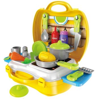 CDP Smartcraft Ultimate Kid Chef Bring Along Kitchen Cooking Suitcase (27 Pieces) Luxury Kitchen Set Cooking Toy with Briefcase Kitchen Food Play Set for Girls & Boys (New)-Made in India