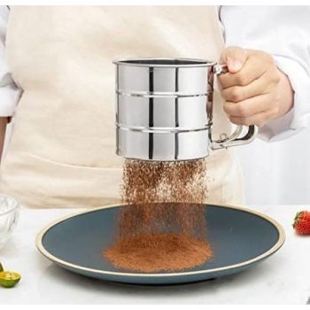 BELOXY Flour Sifter/Atta chhani Hand Press Design Stainless Steel Flour Sifter Corrosion Resistant Large Capacity Flour Sieve Cup for Sugar Flour (1)