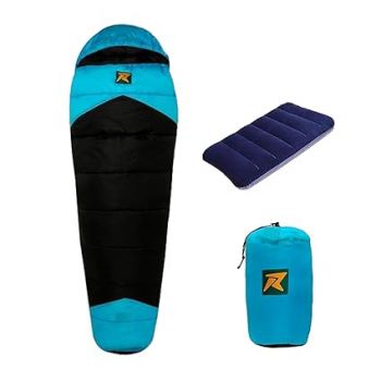 Rocksport Camplite +10°C to +20°C Mummy Shape Sleeping Bag for Camping, Hiking, Indoor & Outdoor, Warm Sleep Bag l Free Air Pillow & Adventure Pass