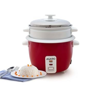 AGARO Elegant Electric Rice Cooker, 1L, 700 gms (approx. 5 cups) raw rice, 400W, Automatic Boiler, Steamer, Removable Aluminium Pot, Stainless Steel Lid, Keep Warm Function, Trivet Plate, Rice