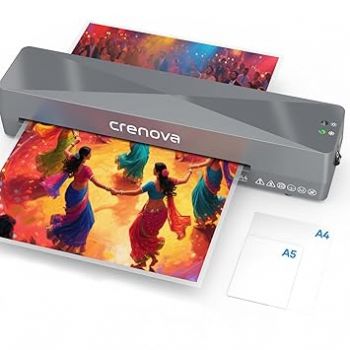 Crenova Laminator Machine with Laminating Sheets, A4 Laminating Machine Hot & Cold with Fast Warm Technology, Thermal Laminator 9 Inch for Home Office School Business, Grey