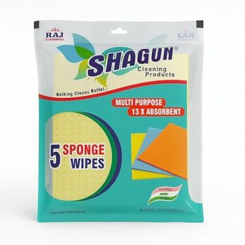 SHAGUN Sponge Wipe Cloth (Pack of 5) | Multipurpose Absorbent Cleaning Sheets for Kitchen & Home | Quick-Dry, Reusable (16x19 cm)