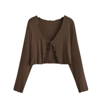Casual Front Tie Full Sleeve Shrug for Women and Girls - Trendy, Versatile, and Comfortable