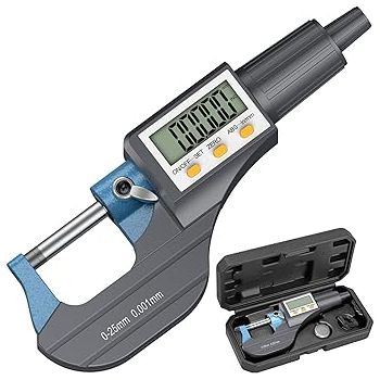 Digital Micrometer, Digital Outside Micrometer 0-25 Mm Range With LCD Display Screw Guage Ideal For Accurate Measuring Dimensions in Inches & MM, +/-0.0001 Accuracy