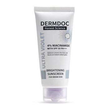 DERMDOC 4% Niacinamide Brightening Sunscreen with SPF 50 Sun Protection (50 gm) | Sunblock | Sunscreen for Oily Skin | PA +++ | UV Protection | Shine Free Formula