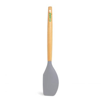 Clazkit YHW844 Silicone Serving Spatula with Heat Resistant Stay Cool Wooden Handle for Cooking, Baking, and Mixing (Grey), 32 cm