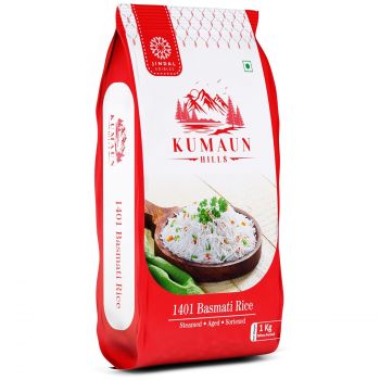Kumaun Hills (1401) Basmati Rice 1kg | Guaranteed Long-Grain Rice | Thin, Aromatic & Tasty Basmati