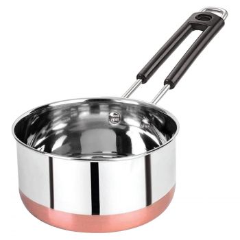 AADHIK Tea Pan Stainless Steel Copper Bottom Sauce Pan Milk Pan Tapeli Patila Induction Base 1.5 Litre Sauce Pot Milk Boiler with Handle (1500 ml)