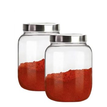 Brezzycloud Piraml Glass Jar 3000 ml |3KG Round Jars for kitchen | Transparent Containers for Kitchen Pickles, Pantry, Flour, Cereal, Masala, Dry Fruits | See Through Cap | Set of 2