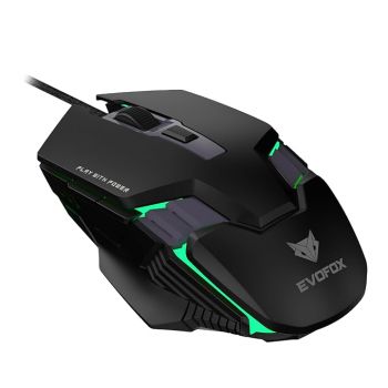 EvoFox Starter Series Spectre USB Wired Gaming Mouse with Upto 3600 DPI Gaming Sensor | 6 Buttons Design | Upto 7 Million Clicks | 7 Colours Rainbow Lighting with Breathing Effect | 1.5m Braided Cable (Black)