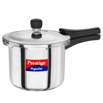 Prestige Popular Stainless Steel Outer Lid Pressure Cooker, 3 Litres, Silver