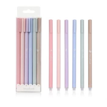 Penny Wise® | Pastel Slim Gel Pen Set Of 6 | 0.5 MM Thin Tip | Reffilable & Reusable | Quick Dry, Smudge Proof | Blue Ink | Macaroon Shades (Mix Pastels)