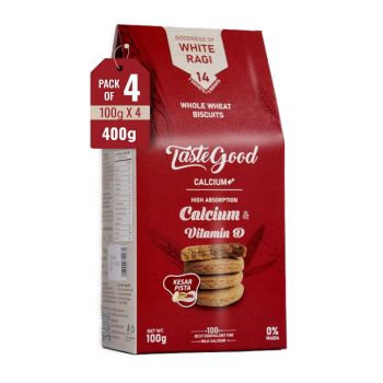 Taste Good Calcium and Vitamin D Biscuits For Strong Bones| Milk Based High Fibre Biscuits – 400 gm (Pack of 4)