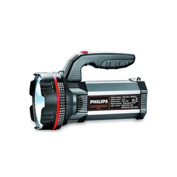 PHILIPS Blaze Multi-Functional Long Range LED Torch with Rechargeable Emergency Light (Black, Standard)