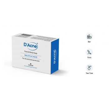 D’Acne Soap | Controls excess sebum | Body & face soap for acne-prone and oily skin | Reduces inflammation and painful red bumps | Skin feels soft & supple | 75 gm