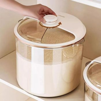 Homero Airtight Rice Storage Container 10kg- Flour, Grains and Pulses, Twist Cover Lid Design, Transparent BPA Free and Moisture Proof Food Grade Plastic Jar for Kitchen Use (Large)