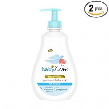 Baby Dove Rich Moisture Hair to Toe Baby Wash 400 ml, No Tears Body Wash for Baby's Soft Skin - Hypoallergenic, No Sulphates, No Parabens