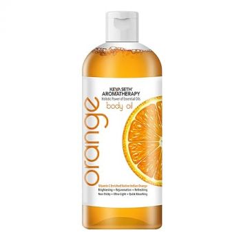 Keya Seth Aromatherapy Skin Defence Orange Body Oil Skin Lightening, Rejuvenating Non-Sticky for Daily Use After Bath, Massage Oil Enriched with Orange & Vitamin C. 400ml