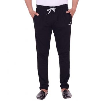 VEGO Men's Regular Fit Pure Cotton Black Plus Size Lower/Track Pants