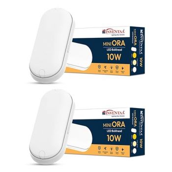 INVENTAA 10W LED Outdoor Wall Light Waterproof | Bulkhead Light Wall Lamp for Indoor/Outdoor Use - Terrace Garden, Compound Walls, Boundary Walls, and Bathrooms (Warm White Light, Pack of 2)