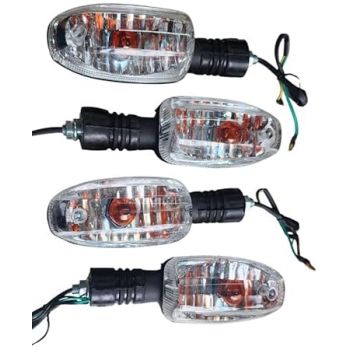 TA Premium Orginal Style Bike Turn Inidicators Clear Glass Amber Light Set Of 4 For Bajaj Pulsar 150 F