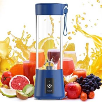 Portable Juicer Mixer Blender For Juices, Smoothies, Cold Coffee, Rechargeable 6 Blades Bottle Juicer Smoothie Maker, Fruits Mixer Juices Grinder For Home, Office, Gym, Travel, 380ml