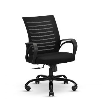 IAFA FURNITURE Diego Office Chair with Height Adjustable Mechanism, Ergonomic Mid-Back Mesh Design |Heavy Duty Metal Base | Multi-Adjustment Revolving Chair (Black) (Self Assembly)