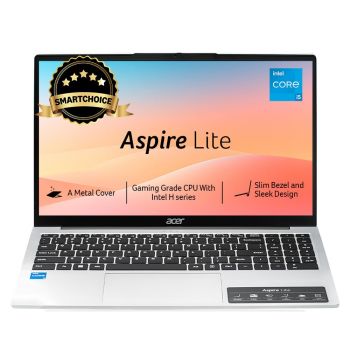 Acer[SmartChoice Aspire Lite 12thGen Intel Core i5-12450H Premium Laptop(Win11Home/16GB RAM/512GB SSD/IntelUHD Graphics/MSO)AL15-52H, 39.62cm(15.6") FHD IPS Display,Backlit Keyboard,Pure Silver, 1.7KG