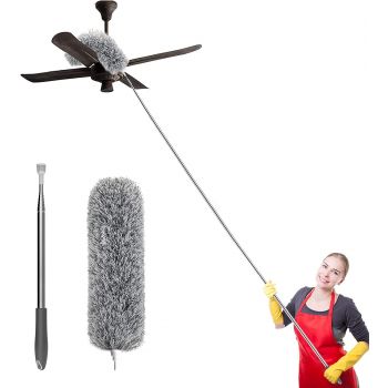 Long Handle Microfiber Feather Ceiling Duster for Dust Cleaning with extendable Pole 30-100 Inch