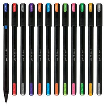 Pentonic Multicolor Gel Pen With Hard Box Case | 0.6 mm-1.0 mm Tip | 12 Pcs Set, Pack of 1