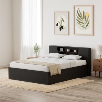 Amazon Brand - Solimo Costa Engineered Wood Queen Bed with Storage (Wenge)