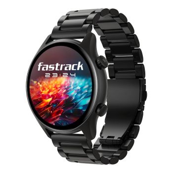 CDP Fastrack Astor FR2 Pro 1.43" AMOLED Stainless Steel Smart Watch with SpO2, Heart Rate, BT Calling, Adaptive AOD, Functional Crown, AI Voice Assistant – Smartwatch for Stylish Professionals (Black)