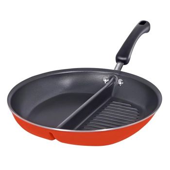 Meyer Aluminium Non-Stick 30cm Divided Twin/Breakfast/Multi-Snack Pan (Orange)