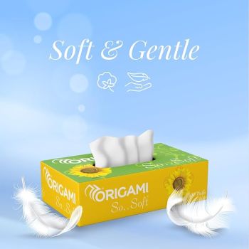 CDP Origami So Soft 2 Ply Facial Tissue Ultra Soft, Skin Friendly & Highly Absorbent Face Tissues | Multipurpose Car, Home & Office Use | Pack of 4 (100 Pulls 800 Sheets)