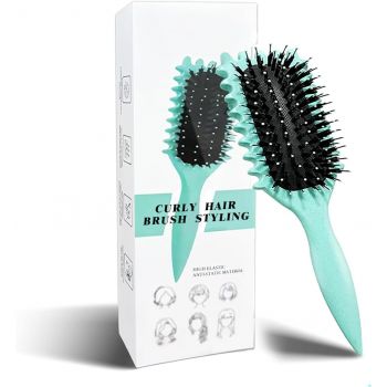Jiffix Curly Hair Brush – Curl Defining & Detangling Brush for Women & Men – Boar Bristle Styling Brush for Shaping, Combing & Enhancing Natural Curls – Suitable for All Hair Types