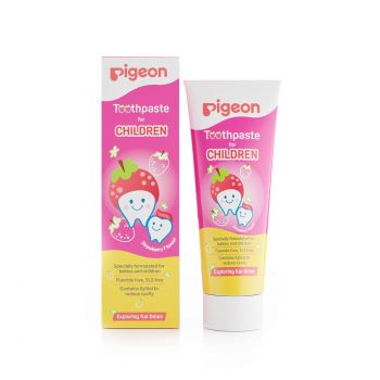 Pigeon Strawberry Flavor Toothpaste – Gentle, Specially Formulated for babies & Children, Fluoride Free & SLS Free - 45 g Each (Pack of 2)
