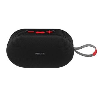 PHILIPS Audio TAS1400BK Wireless Bluetooth Speaker with Deep Bass, Passive Radiator, 12W Sound Output, 1200mAh Rechargable Battery, RGB Light Modes, 10H Playtime, Supports TF/USB/BT Modes (Black)