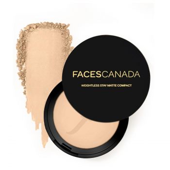 FACESCANADA Weightless Stay Matte Finish Compact Powder - Natural, 9g | Non Oily Matte Look | Evens Out Complexion | Hides Imperfections | Blends Effortlessly | Pressed Powder For All Skin Types