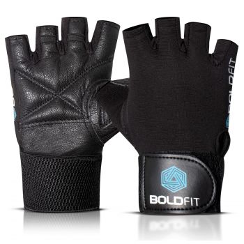 Boldfit Gym Gloves for Men & Women with Wrist Support Accessories for Weightlifting, Training, Exercise, Cycling Gloves, Bike Riding Gloves- Warrior -L, Polycotton Blend, Black, Large (8" - 8.5")