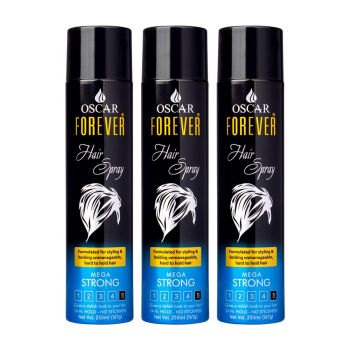 Oscar Forever Hair Spray - Strong Hold, Styling with Nourishment for men & women with 250 ml (Pack of 3)