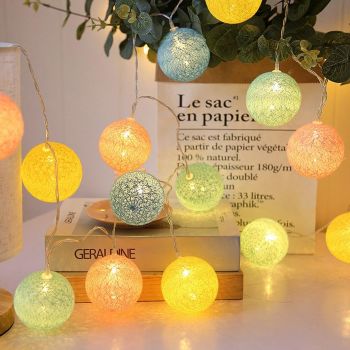 Party Propz Multicolour Cotton Ball Lights for Decoration - 4 Meter, 10 LED Series Lights for Home Decoration, Christmas Decorations Lights, Christmas Led Lights for Home Decoration Indoor and Outdoor