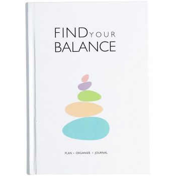 Find Your Balance Undated Planner Journal | Gratitude Journal with Habit Tracker & Mood Tracker | Includes Journaling Stickers | Undated | 4 Months - 300 Pages | (Stone White)