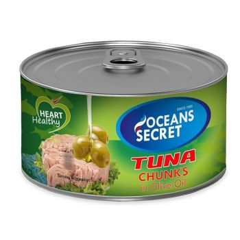 Oceans Secret Tuna Chunks in Olive Oil, Salt, and Water 180g, (Pack of 2) | Immunity Booster | Superfood | Provides Natural Flavour | Contain Essential Nutrients | Store in Cool and Dry Place