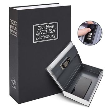 Ohuhu Book Safe with Combination Lock, Ohuhu Dictionary Diversion Book Safe, Portable Safe Box, Great for Storing Money, Jewelry and Passport(Black)