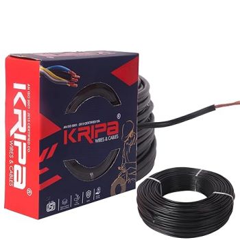 KRIPA 1.5 sqmm 90 MTR FR PVC Insulated CCA Copper Wire, Single Core Multi Strand House Cable for Gauge (10 No.) (Black)