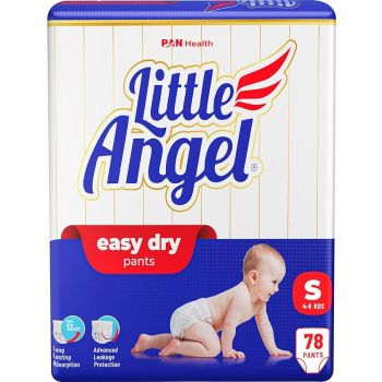 Little Angel Baby Easy Dry Diaper Pants Up Diaper Pants Small Size, 4-8Kg - S (78 Pieces)