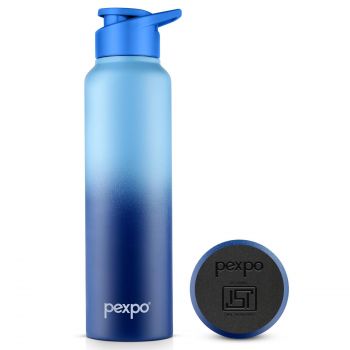 Pexpo Craft Pro 1000 ISI Certified Stainless Steel Water Bottle 950ml Sipper Water Bottle for Adults | Water Bottle for Fridge | Office | Gym | Travelling | Eco Friendly | BPA Free - Blue & Denim Blue