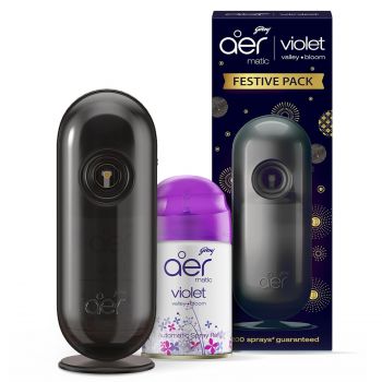 Godrej Aer Matic Kit - Automatic Air Freshener With Flexi Control Spray | Violet Valley Bloom (Lavender,225Ml)