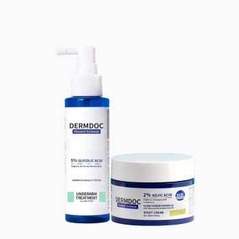 DermDoc Brighten Up Combo | 2% Kojic Acid Night Cream with Niacinamide-50g & 5% Glycolic Acid Underarm Brightening Spray Treatment -100 m | for Prevents Acne